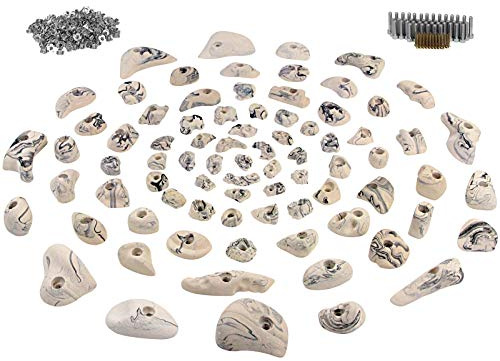 ALPIDEX 80 Klettergriffe mit Schrauben Einschlagmuttern 6-10m² Komplettset | Bouldersteine, Bouldergriffe, Kletterwandbau, Spielturm, Trainingswand, wetterfest, Indoor, Outdoor, Klettern, Kinder