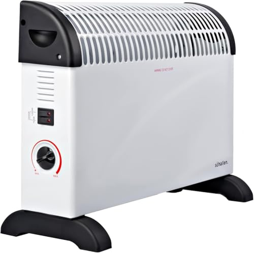2000W Electric Convector Radiator Heater - 3 Heat Settings, Adjustable Thermostat & Overheat Protection (All White)