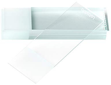 Labvida 100 Stück gefrostete Mikroskop-Objektträger, Standard-Klasse, Maße: 75 x 25 mm, 90°-Ecken, mattiert, 1 Ende 1 Seite, LVQ006Z