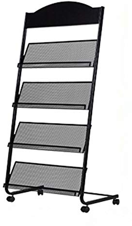 GENMO Stehender Zeitschriftenständer Informationsständer Lagerregal Zeitungsständer Display Rack Manuelles Buchregal Einzelseite Einfaches Eisen (Schwarz)