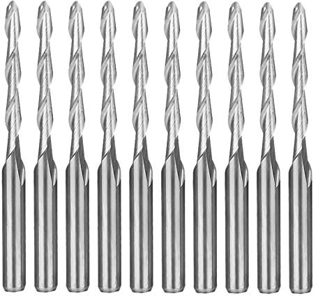 Anhui-dsb 10pcs CNC Router Bit 2mm Ball Nose End Mill 2-flauto Spirale Upcut Fresatura Cutter Set di utensili per incisione incisione
