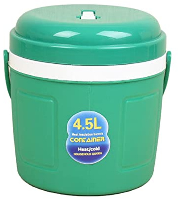 Generic Double Paroi de Glace Seau Voiture Seau Isolé w/Couvercle Alimentaire Chaleur et Froid Ronde Déjeuner Conteneur Isotherme pour le Vin de Stockage de - 4.5L Vert