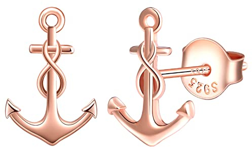 MicLee 925 Sterling Silber Damen Ohrringe Anker Ohrstecker Unendlichkeit Ohrschmuck für Frauen
