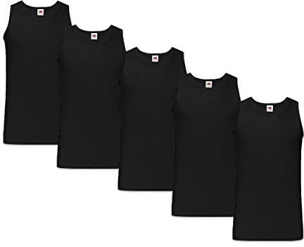 Fruit of the Loom Athletic Lot de 1 ou 5 maillots de corps pour homme Tailles M L XL XXL 3XL 4XL 5XL, Noir et noir, XXL