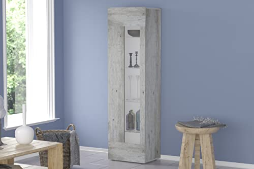 möbelando Vitrine Vitrinenschrank Standvitrine Standschrank Beistellschrank Daiquiri I Beton matt