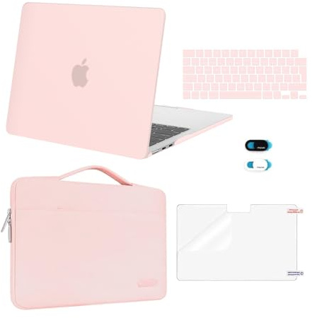 MOSISO Kompatibel mit MacBook Air 13 Zoll Hülle M5 M4 M3 M2 2026-2022 13,6 | Passgenau, Kratzfest, Hartschale&Laptoptasche&Tastaturschutz&Webcam Cover&Displayschutz A3449 A3240 A3113/2681