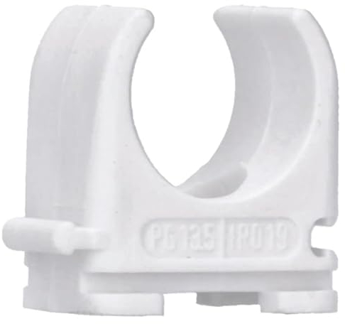100 Stück M20 Rohr-Klemmschellen PP Kunststoff M16-M50 16mm bis 50mm für Stangenrohr Isorohr Leerrohr anreihbar zum Festschrauben Weiß Voxura