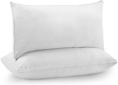 Utopia Bedding Almohadas (2 Unidades), 40 x 80 cm Tela de Microfibra con Relleno de poliéster 3D, Transpirable y Suave (Blanco)