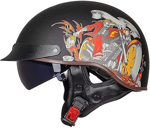 Vuxen Retro Motorcykel Halvhjälm Cruiser Chopper Biker Open Face Motorcykel Krockhjälm ECE/DOT Godkänd Vuxen skoterhjälm for män och kvinnor Vintage tysk stil (Color : 8, Size : M(57~58cm))