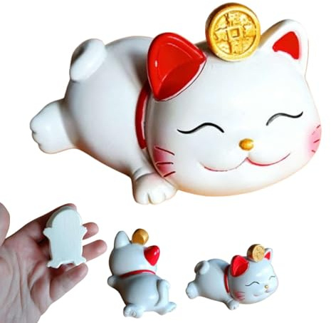 Chat De Bienvenue, chat chinois porte bonheur, porte bonheur japonais, Mini Chat Ondulant Chinois Maneki Neko Fortune Lucky Fortune Cat Japanese Lucky Cat Cute Cat Decor Good Luck Wealth Cats(02)
