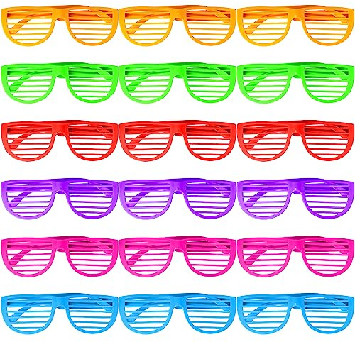 TAFACE Occhiali Da Sole Con Otturatore Cavo Da 18 Pezzi, Occhiali Al Neon, Stile Discoteca, Accessori Fotografici, Regali per Feste, Adatti per Balli, Servizi Fotografici E Feste Varie.