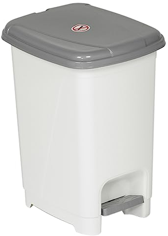 URBNLIVING 8L or 40L Slim Recycling Kitchen Step On Pedal Bin With Inner Insert Liner Pocket and Lid for Home and Office (40L White)