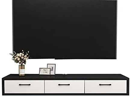 JUNNIU Floating Tv Stand Wall Mounted Media Console Entertainment Gaming Storage Shelf Rack Cabinet Unit with 3 Door Homeniture/C/120Cm Decoration
