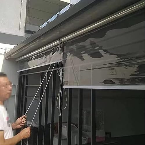 SANJIAOJIA Transparent PVC Wasserdichter Rollo,0,5mm Dicker Durchsichtige Kunststoff Rollos Für Garten,Balkon,Pergola und Pavillon – Innen-Fensterrollos mit Beschlägen,Breite x Höhe (140x200cm)