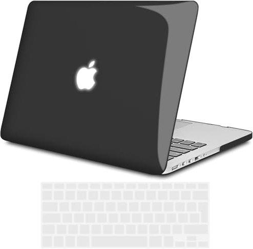 TECOOL Hülle Kompatibel mit Alten MacBook Pro 13 Zoll Retina 2015 2014 2013 2012 (A1502 A1425), Ultradünne Schutzhülle Hartschale Case mit Tastaturschutz (EU Layout), Kristall Schwarz | 2012-2015, Ultradünne Schutzhülle, Snap-on Hardcase, Ohne Logoausschnitt, EU Tastaturschutz, Glänzende Oberfläche