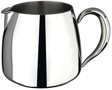 Café Olé Premium Milk Jug, 13oz / 370ml, Stainless Steel, Classic Teaware Set Design with Mirror Finish, Perfect Pour Spout