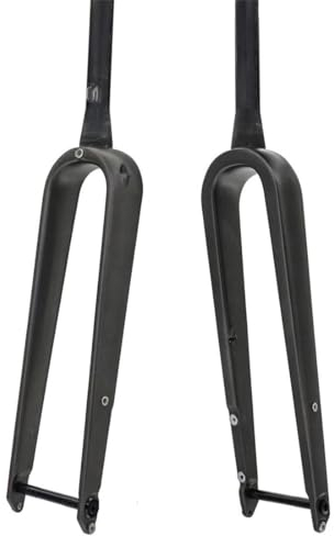 HIMALO 700C Carbon Starre Gabel Schotter Rennrad-Gabel Scheibenbremse 12 * 100mm Steckachse Vorderradgabel 1-1/2 Konisch ， Mit Regalbohrung