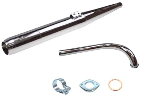 28mm Auspuff Flansch Krümmer Set passend für Kreidler Florett K54 LF RM RMC – Leistungssteigerung, Sportlicher Klang, Inkl. Dichtung, Flanschstück & Schelle