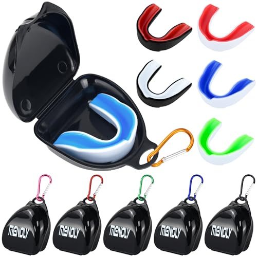 MENOLY 6 Pack Youth Mouth Guard, Sport Mouth Guard with 6 Portable Cases for Football Basketball Boxing MMA Wrestling Hockey