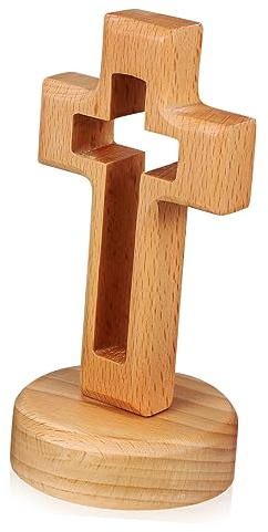 Alipis Stabiles Christliches Holzkreuz Als Dekoration Mit Rundem Standfuß Für Die Kirche