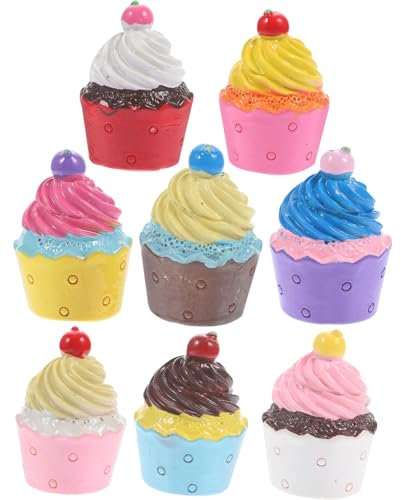 DIYEAH Ornamenti Simulati per Cupcake in Resina Assortiti Mini Decorazioni per Dessert Accessori per Portachiavi Magneti per Il 8 Pezzi