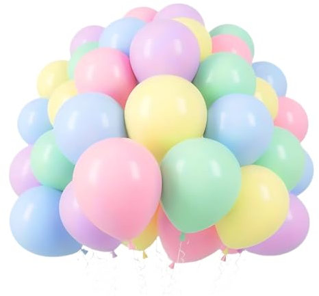 Mofovs | 50 Palloncini Multicolore Pastello Misti 30 Cm Opachi 2a Generazione Lattice Naturale Biodegradabili Ecologici Gonfiabili Aria Elio Acqua Baby Shower FesteCompleanno Laurea Arco Macaron