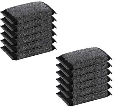 BBTISG 12 Pcs Dual-Sided Scrub Sponges, Non Scratch Scouring Pads Washing Wire Dishwashing Scrubber for Pots, Pans, Household Cleaning Pads for Pots, Pans (Black)
