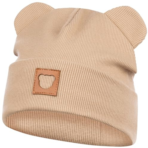 Smarilla Mütze Übergangsmütze Junge Mädchen Herbstmütze Frühlingsmütze Beanie Ohren gerippt