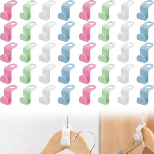 40 grucce appendiabiti salvaspazio, 4 colori, impilabili, salvaspazio, per grucce, cravatte, borse, giacche, guardaroba