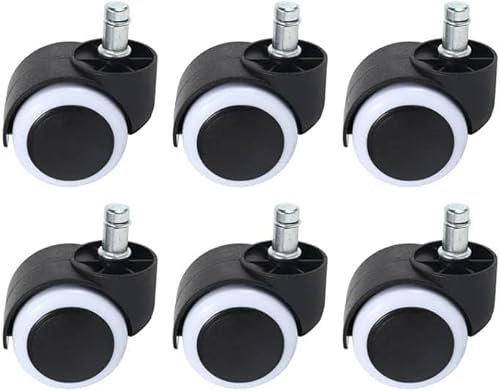 NHEISSCF Räder, Möbel mit Räder, Hochleistungs-Lenkrolle, Bürostuhlrolle, 6 Stück, Stuhl-Ersatzräder, Lenkrollen, Stummschaltung, Hartbodenrollen, Rollensatz, Bürostuhlrollen