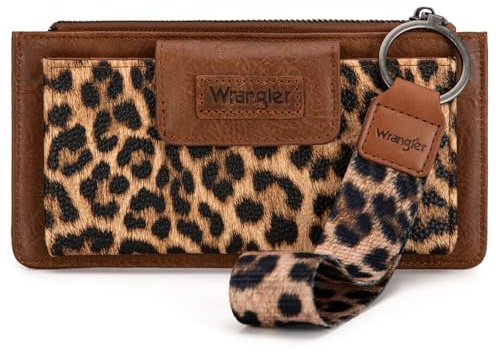 Montana West X Wrangler Wallet for Women Ladies Female Card Cases & Money Organizers Wristlet with Wallet Large Clutch with Coin Purse Smooth Zipper and Rfid Lining