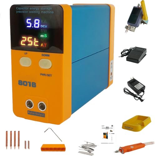 Spdazzleburst Saldatrice a Punti per batterie 801b, saldatrice a impulsi con accumulo di energia per condensatori da 11,6 KW, per pacchi Batteria al Litio 18650, 21700,Blue