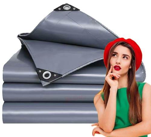 WLRHGl Abdeckplane Premium, 1 x 3 m Robuste Gewebeplane mit Ösen, Plane Wasserdicht und UV Beständig, Tarp Outdoor, Wetterfeste Allzweckplane inkl WLR010, Grau