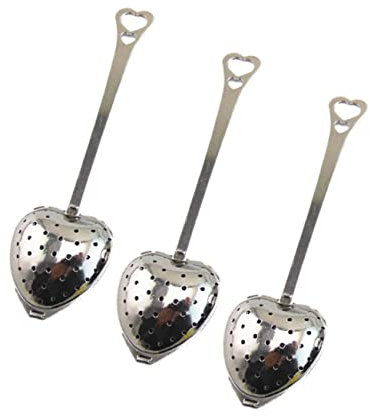 IMIKEYA 10pcs Heart Shaped Tea Infuser Stainless Steel Tea Strainer Long Handle for Brewing
