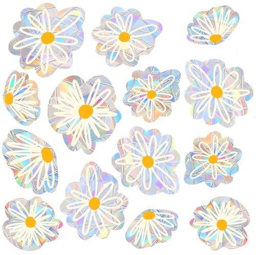 GORGECRAFT 20pz Pegatinas Atrapasol con Forma de Flor Prisma para Ventana Reutilizables Decorativas No Adhesivas Vinilo para Vidrio Calcomanías Teñidas para Puertas Corredizas Evitan los Ataques