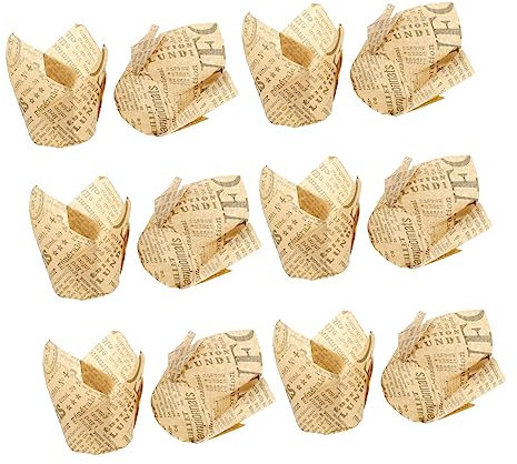 VOSAREA 50pcs Flower-Shaped High-Temperature Resistant Oil-Proof Cake Liners Kraft Paper Cupcake Wrappers Muffin Baking Cups for Home Baking and Party