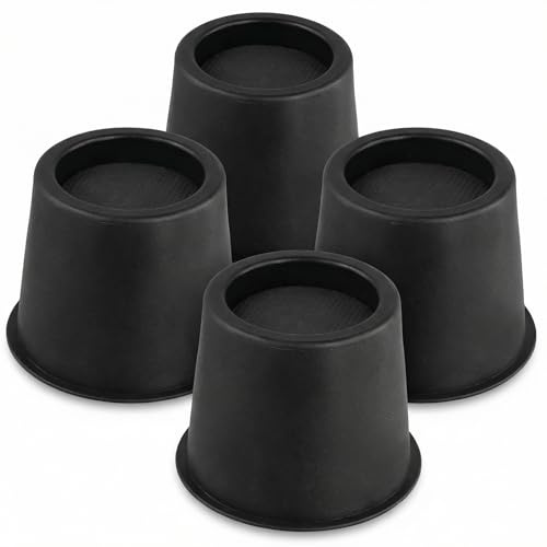 QWORK® 4 Pack 4 inch Round Bed Risers, Heavy Duty Round Furniture Risers, Up to 2200 Lbs, for Bed Sofa Desk Chair Refrigerator
