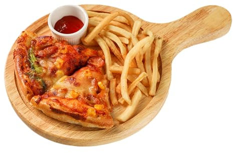 Tabla de cortar redonda de madera con mango circular para tallar charcutería para pizza, pan, queso, 20 cm