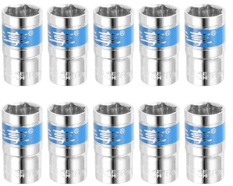 sourcing map 10pcs 1/2 Inch Drive 6-Point Socket 16mm CR-V Metric Shallow Socket for Repairs