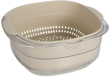Cabilock Bac à Fruits Et Légumes Plastique Avec Égouttoir Double Passoire De Cuisine Pratique Pour Filtration Et Lavage Des Aliments