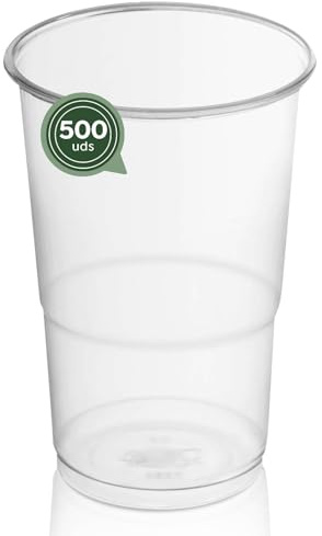 Maxi Products - 500 Vasos Plástico Reutilizables - 300 cc - Vasos Reciclables - Alta Resistencia - Vasos Irrompibles - Celebraciones - Vaso Café - Vaso Cerveza - Vaso Refresco - IRROMPIBLES