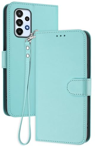 GOGME Coque pour Samsung Galaxy A23 5G / 4G, Étui Housse Portefeuille en Cuir Premium avec Fermeture Magnétique, Porte-Cartes, Support et Dragonne - Menthe