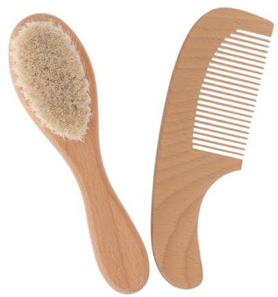 BESPORTBLE Brosse à Cheveux pour Bébé Manche en Bois, Brosse Douce pour Massage Délicat du Cuir Chevelu, Facile à Manipuler, Occasions Spéciales et Baby Showers