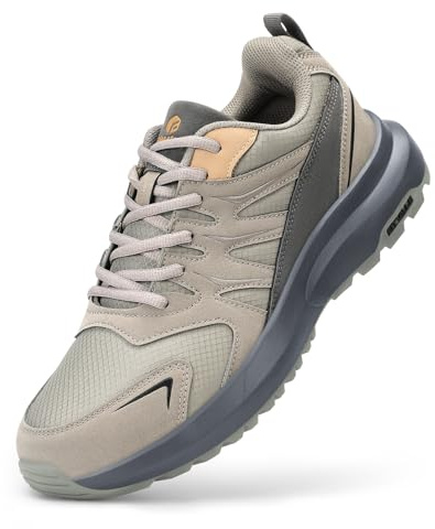 FitVille Men's Outdoor Hiking Shoes with High Traction Outsole, Water-Resistant & High Rebound Cushioning, Low-Top Trailing Shoes for Walking Trekking Camping