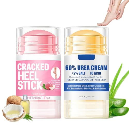 Hydrating and Anti-Cracking Foot Cream - 2 Stück Urea Fußcreme 60% - Fusscreme Sehr Trockene Füsse Hornhaut - Feuchtigkeitsspendende & Rissfreie Fußcreme - Urea Creme Für Füße, Fersen, Hände, Ellbogen