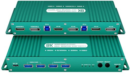 Kvm Switch displayport hdmi 4k 240hz hotkey Switching 2 Computers 2 Monitors Switch Hotkey Switching Dual Monitor kvm Switches displayport hdmi 1440P 144Hz 165Hz 240hz FreeSync G-SYNC