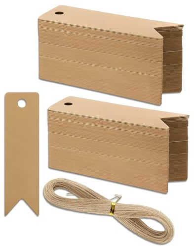 200 Stück Geschenkanhänger Kraftpapier, Blanko Anhänger Zum Beschriften Mit 2 Juteschnüren, Hochwertiges Material Für Hochzeit, Weihnachten, Handwerk, DIY Projekte