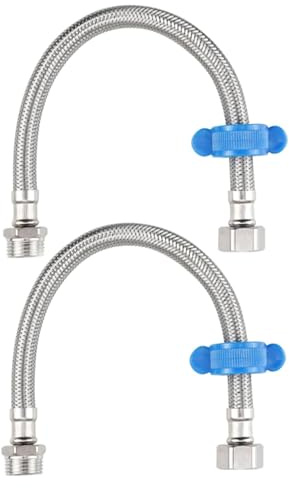 GIONAR 50CM Flexible Tap Connector, BSP 1/2 Male to BSP 1/2 Female Stainless Steel Braided Shower Hose & Water Pipe Extension for Boilers, Plumbing Bathrooms, Kitchens（2-Pack）