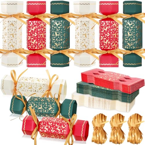 Faccito Knallbonbons für Weihnachten, 60 Stück, ohne Schnappverschluss, Weihnachtsfeier, Tischgeschenke, DIY, Weihnachtsfeier, Knallbonbons, Süßigkeiten-Boxen für Feiertagsbedarf, Abendessen