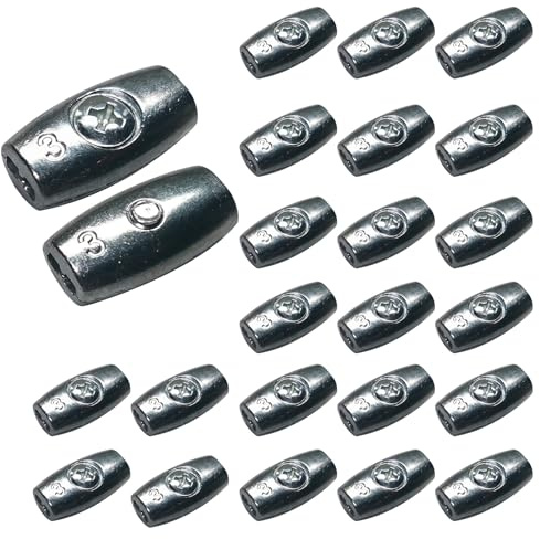 PONEZG 24 Stück Seilklemmen 3mm Zinklegierung Drahtseilklemme Eiform, Seilklemme Litzenverbinder Seilverbinder zum Schrauben, Drahtklemme für Drahtseile 3 mm